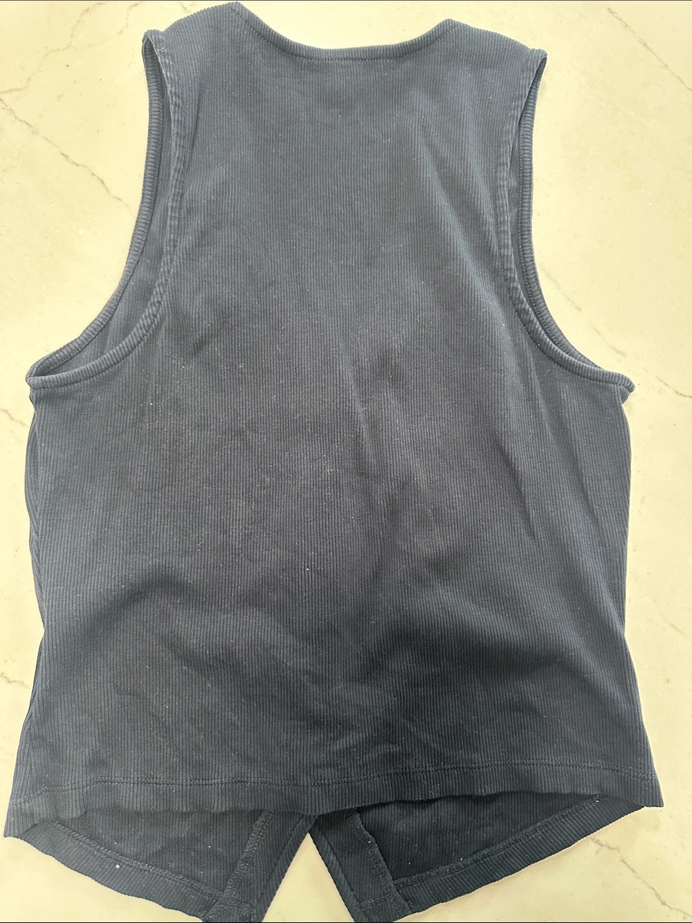 Veronica Beard Navy Ribbed Button-Front Tank - Picture 3 of 4